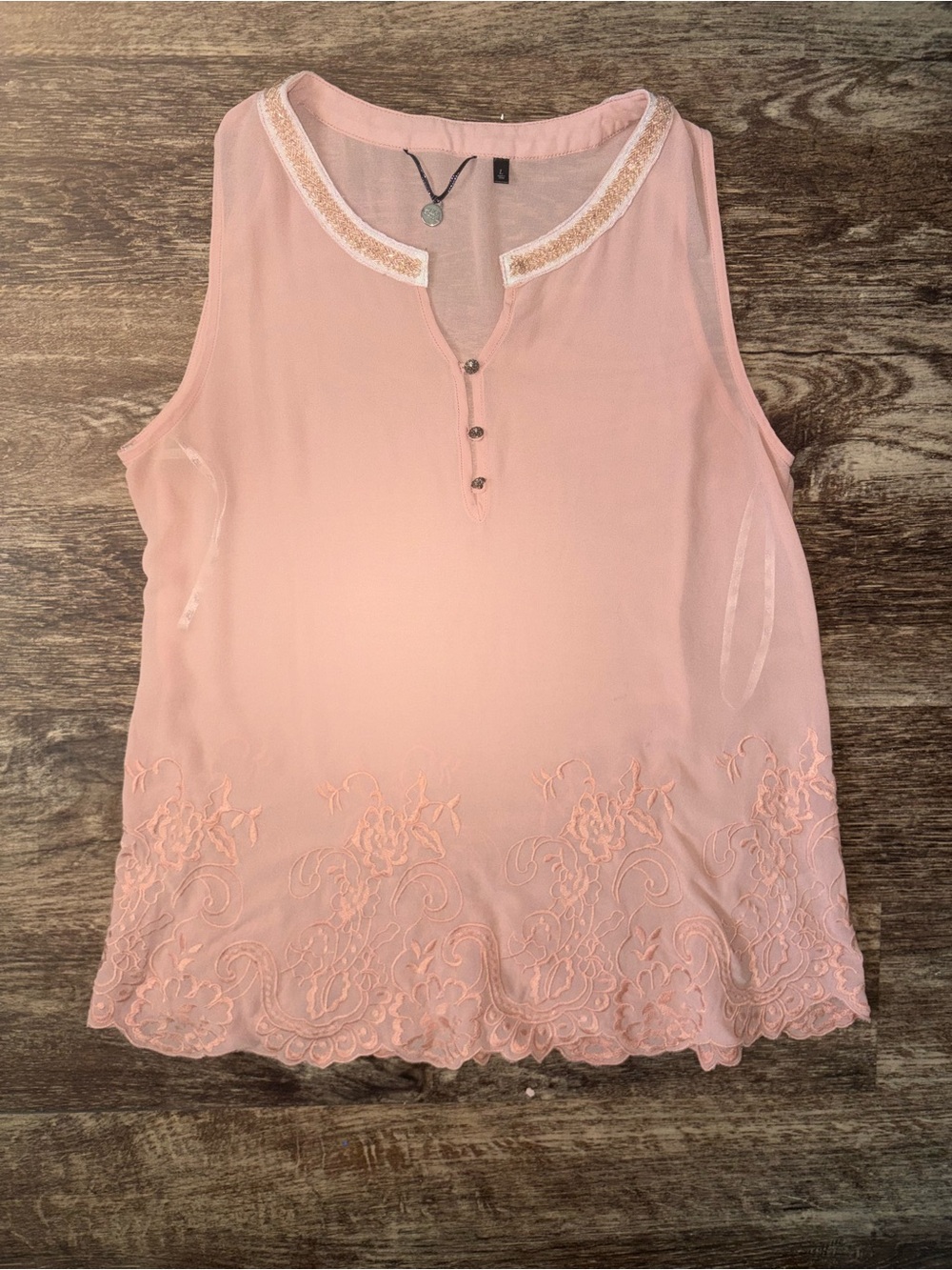 Soft Pink Embroidered Tank Top